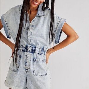 Free People x Blank NYC Time Zone Denim Romper